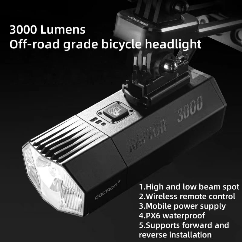 Ahead – Faro LED Per Bici 1700-3250 Lumen, Batteria 4500-8000 MAh, Ricaricabile USB, Impermeabile IPX5, Omologato STVZO