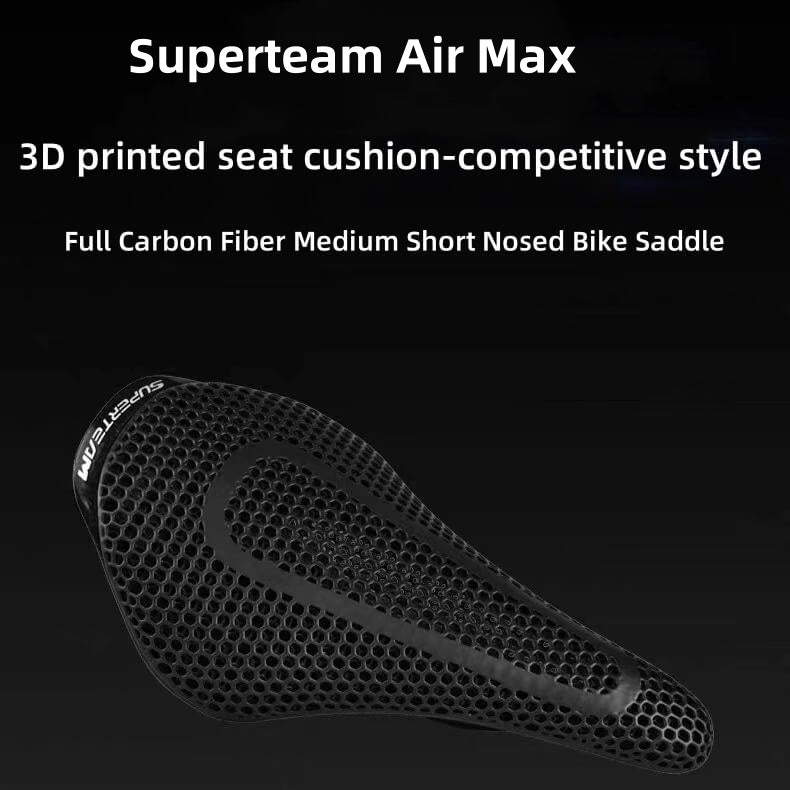 Superteam Air Max Full Carbon Fiber 3D Printing Medium Short - Nosed Bike Saddle - Superteam Wheels