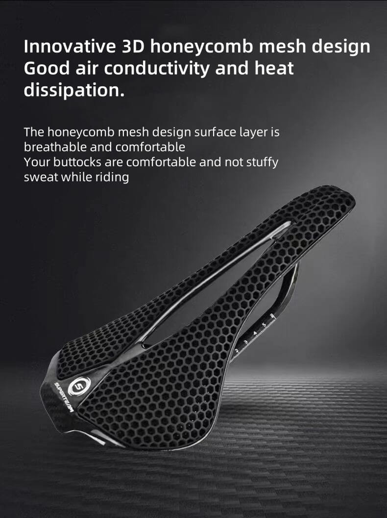 Superteam Air Full Carbon Fiber 3D Printing Short - Nosed Bike Saddle - Superteam Wheels