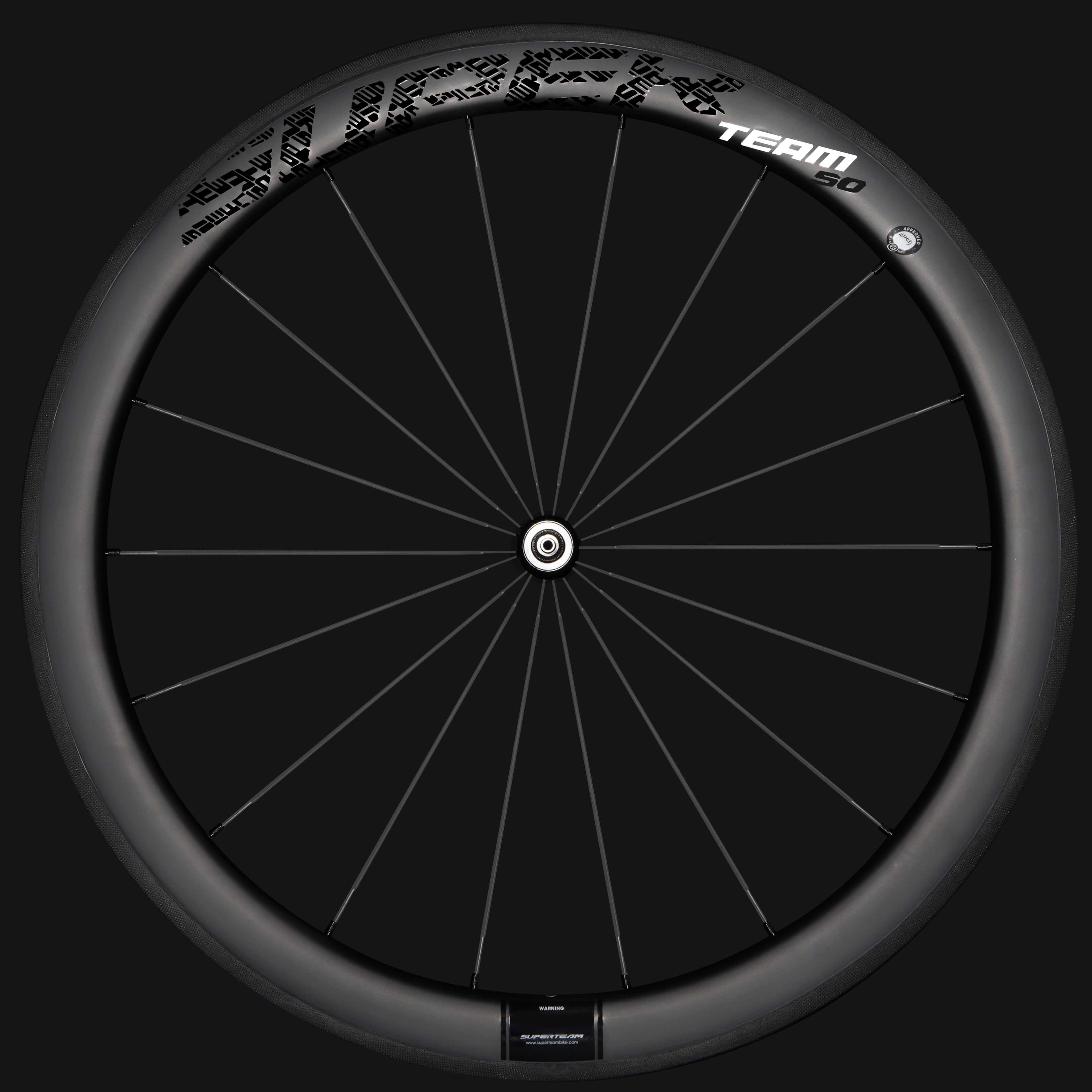 Classic PRO R25 - 50 Carbon Wheelset RIM Brake Black Decals - Superteam Wheels