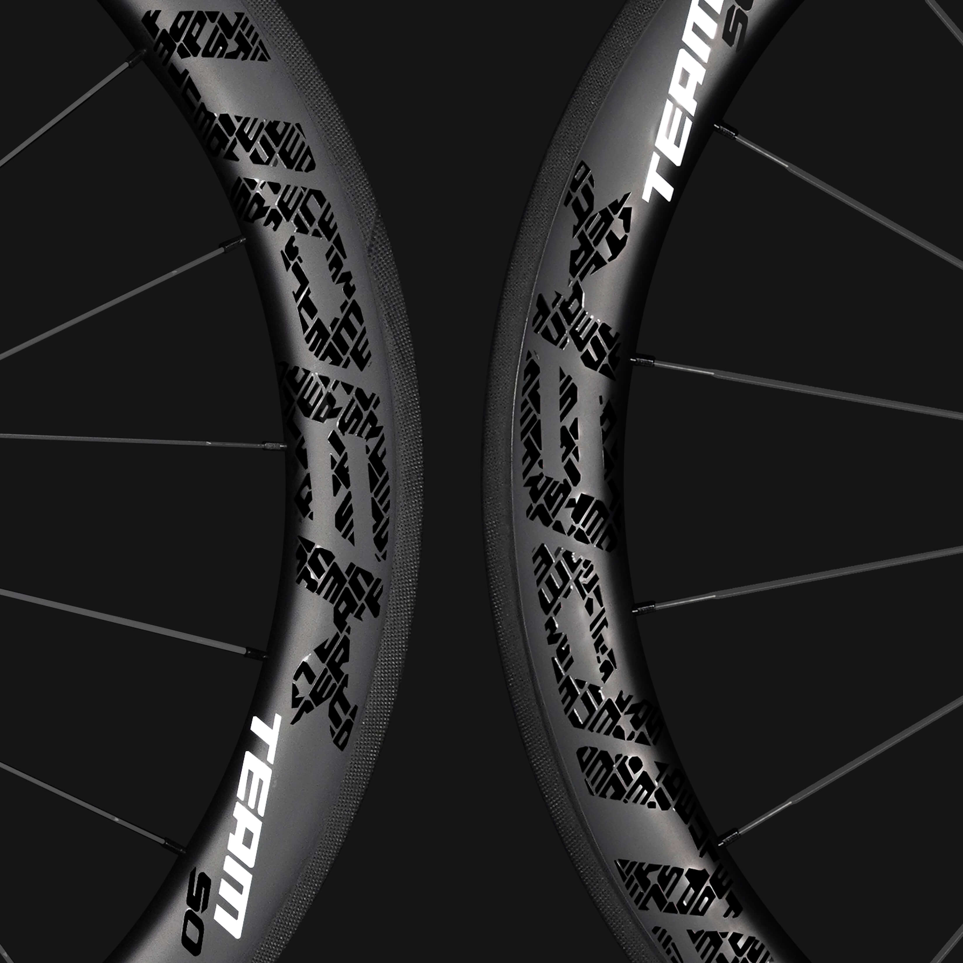 Classic PRO R25 - 50 Carbon Wheelset RIM Brake Black Decals - Superteam Wheels