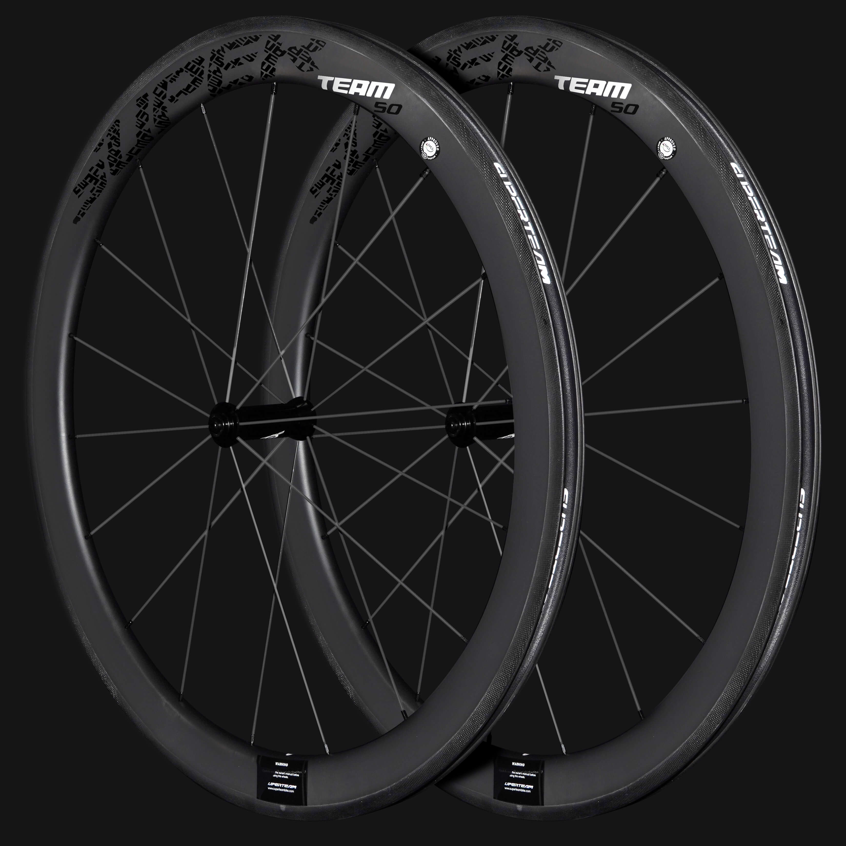 Classic PRO R25 - 50 Carbon Wheelset RIM Brake Black Decals - Superteam Wheels