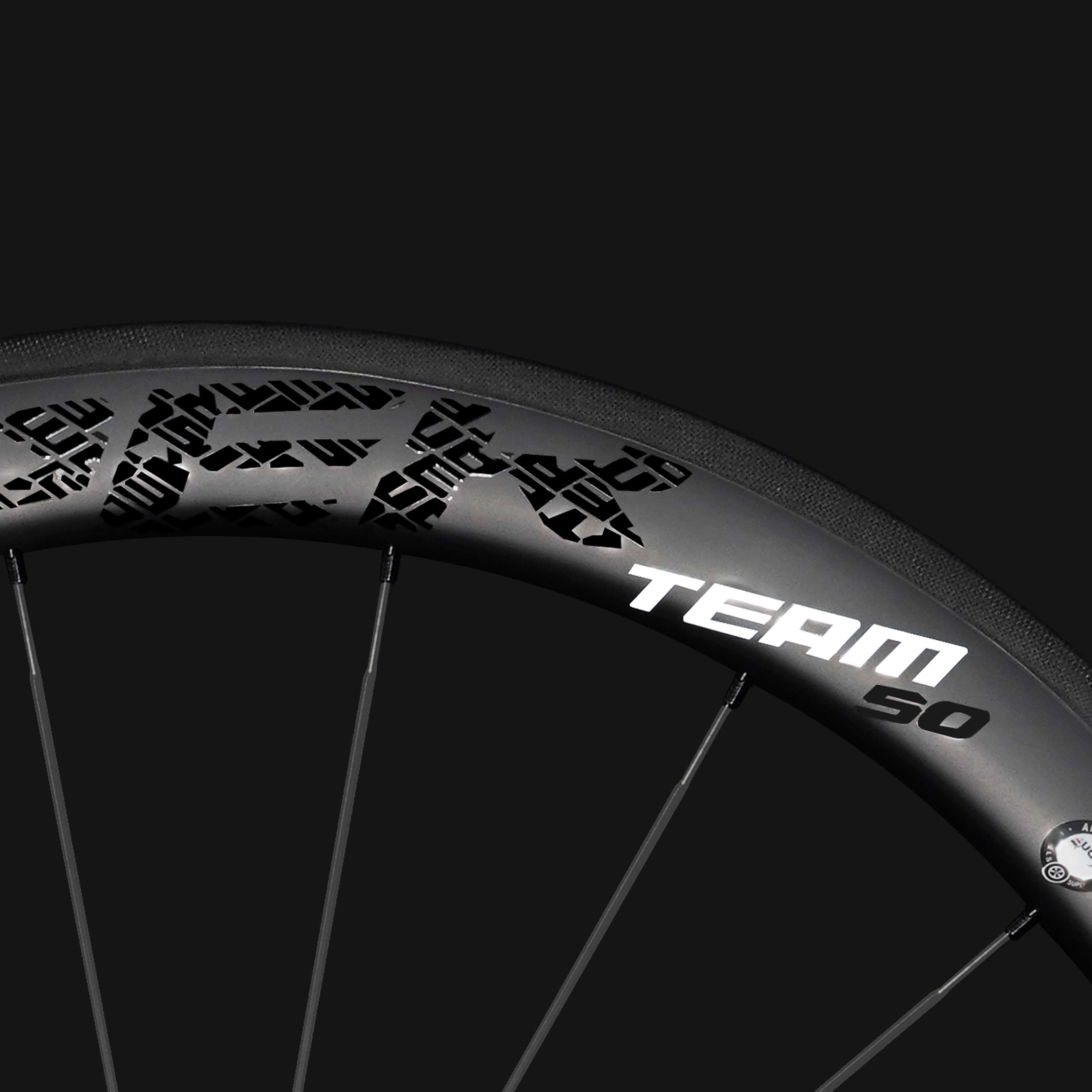 Classic PRO R25 - 50 Carbon Wheelset RIM Brake Black Decals - Superteam Wheels