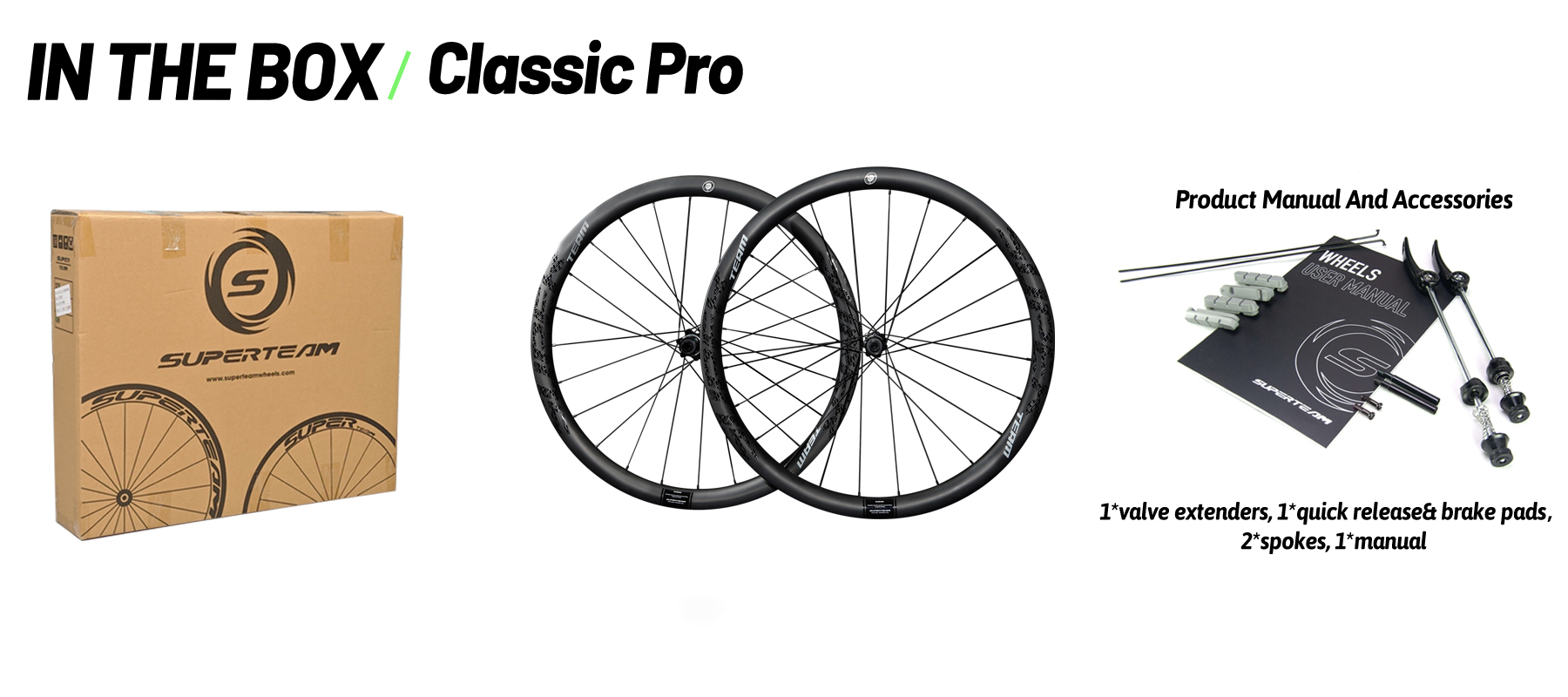 Superteam Classic PRO R25-50 Carbon Wheelset RIM Brake White Decals