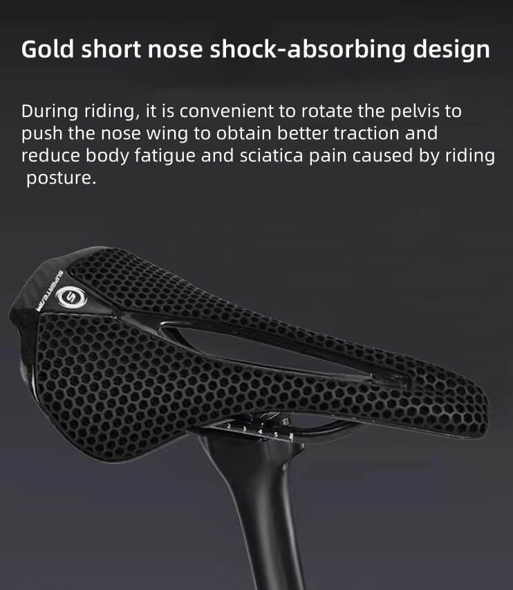 Superteam Air Full Carbon Fiber 3D Printing Short - Nosed Bike Saddle - Superteam Wheels
