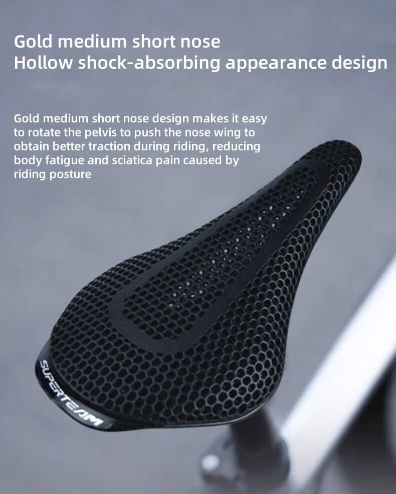 Superteam Air Max Full Carbon Fiber 3D Printing Medium Short - Nosed Bike Saddle - Superteam Wheels