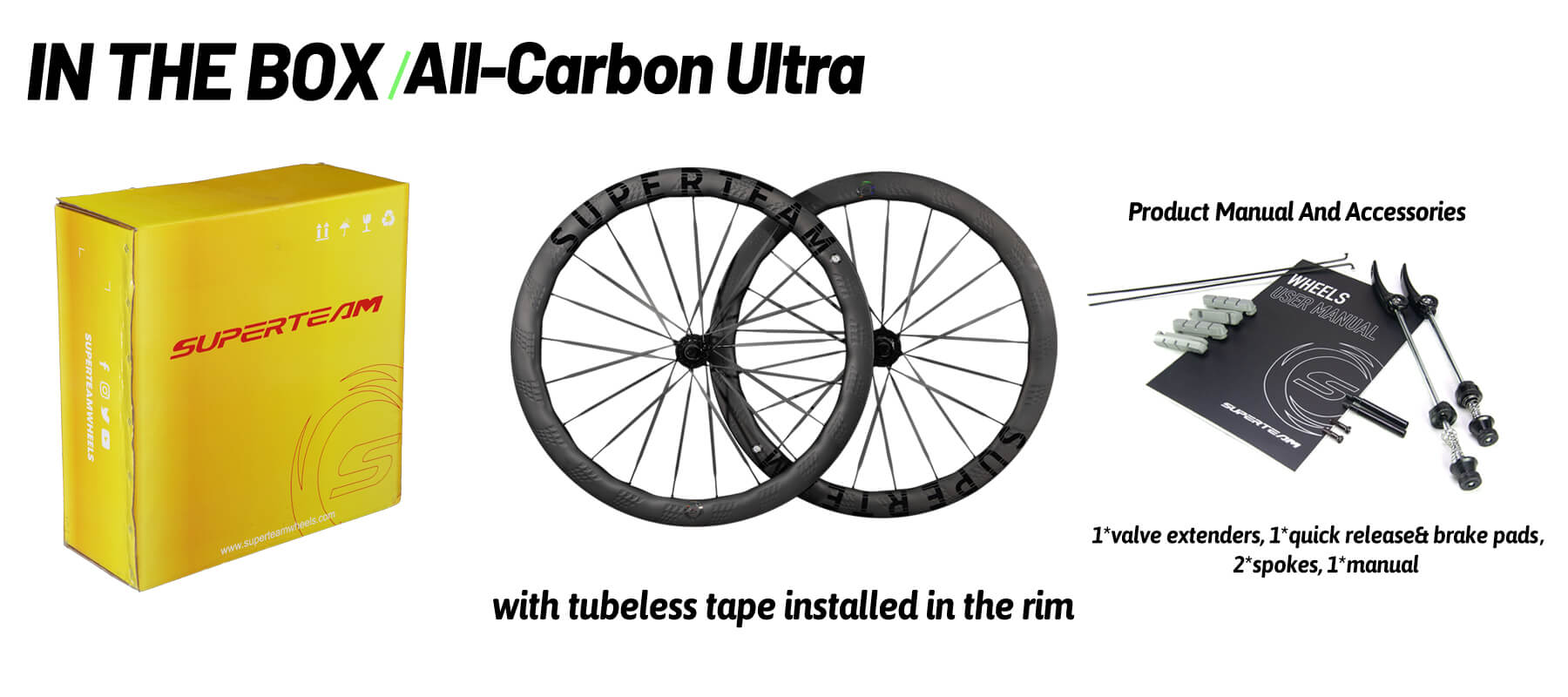 Superteam S-ALL Carbon Ultra R25-50 RIM Brake Silver Decals Wheelsets