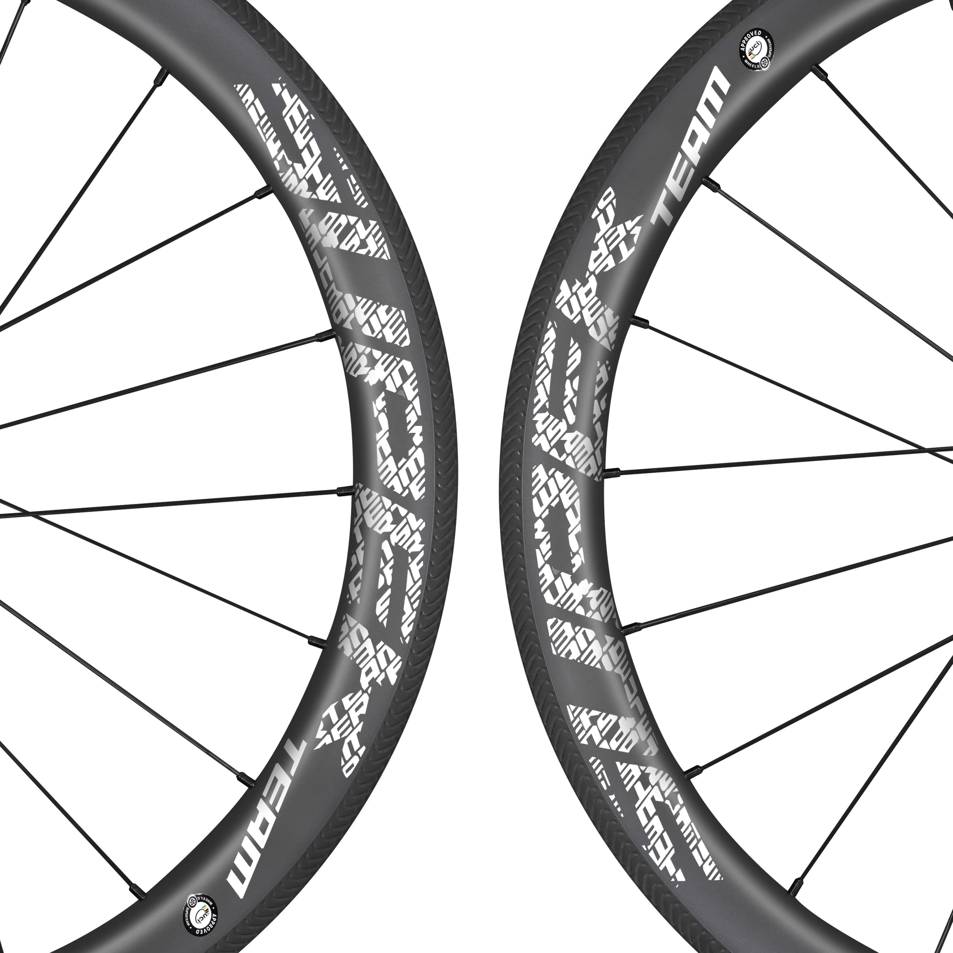 Conjunto de rodas de carbono Classic PRO R25-50 RIM Brake White Decals