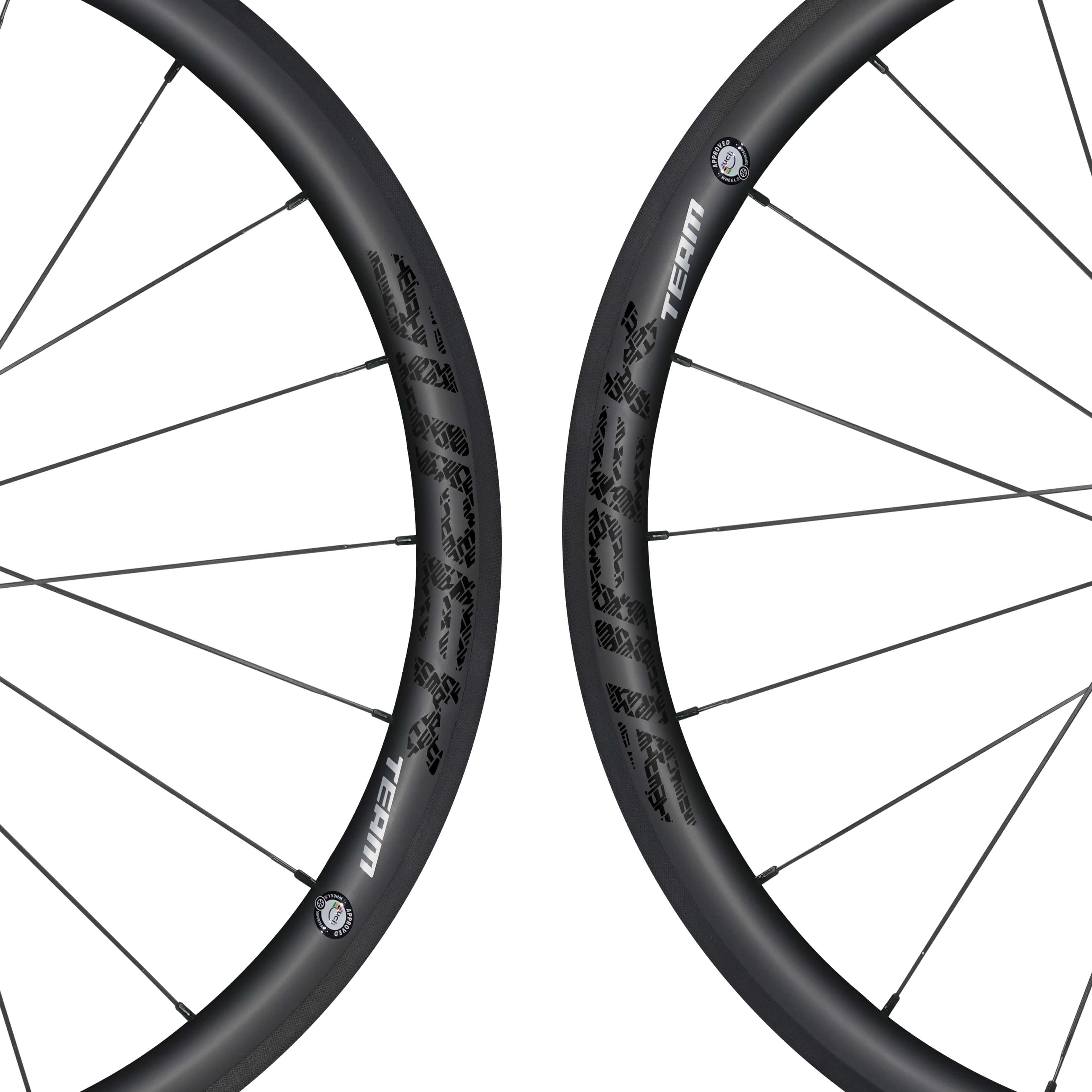 Conjunto de rodas de carbono Classic PRO R25-38 RIM Brake Black Decals