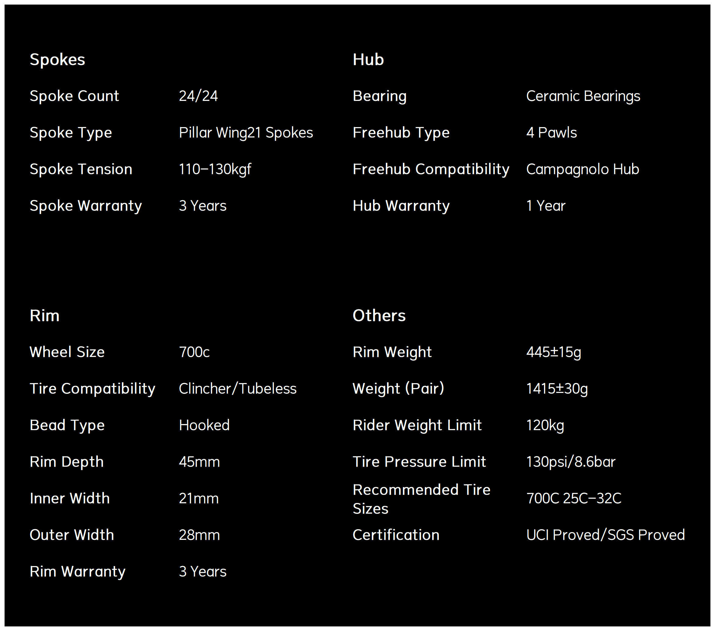 Classic PRO D28-45 DISC Brake Carbon Wheelset Campagnolo Hub