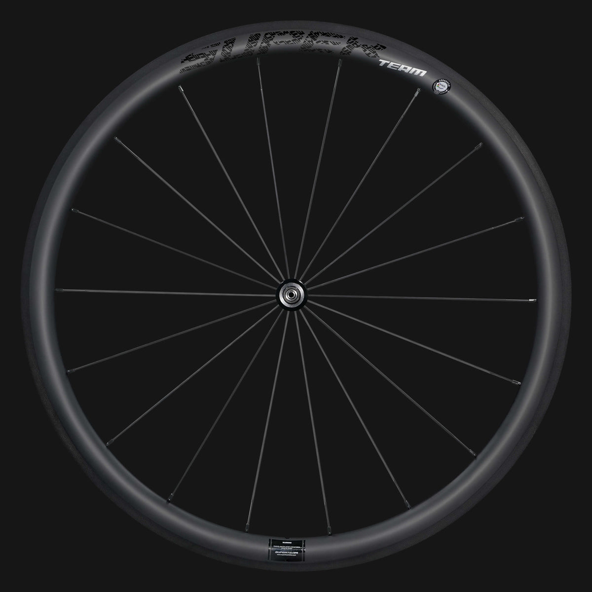 Paire de roues en carbone Classic PRO R25-38 avec frein sur jante et autocollants noirs