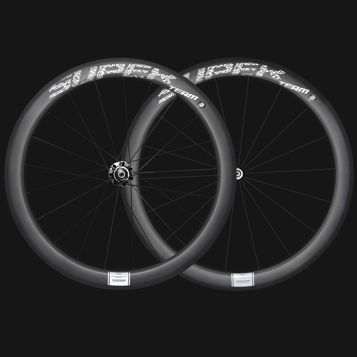 Paire de roues en carbone Classic PRO R25-50 avec frein sur jante et autocollants blancs
